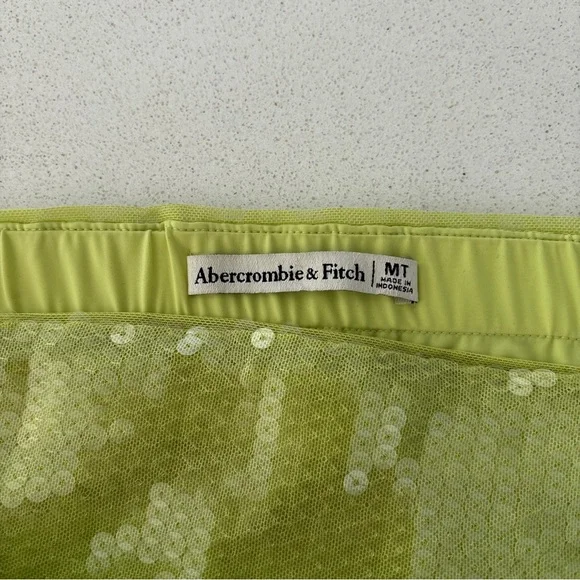 Abercrombie & Fitch Green Sequin Strapless Mini Dress Tall Length - Picture 2 of 6